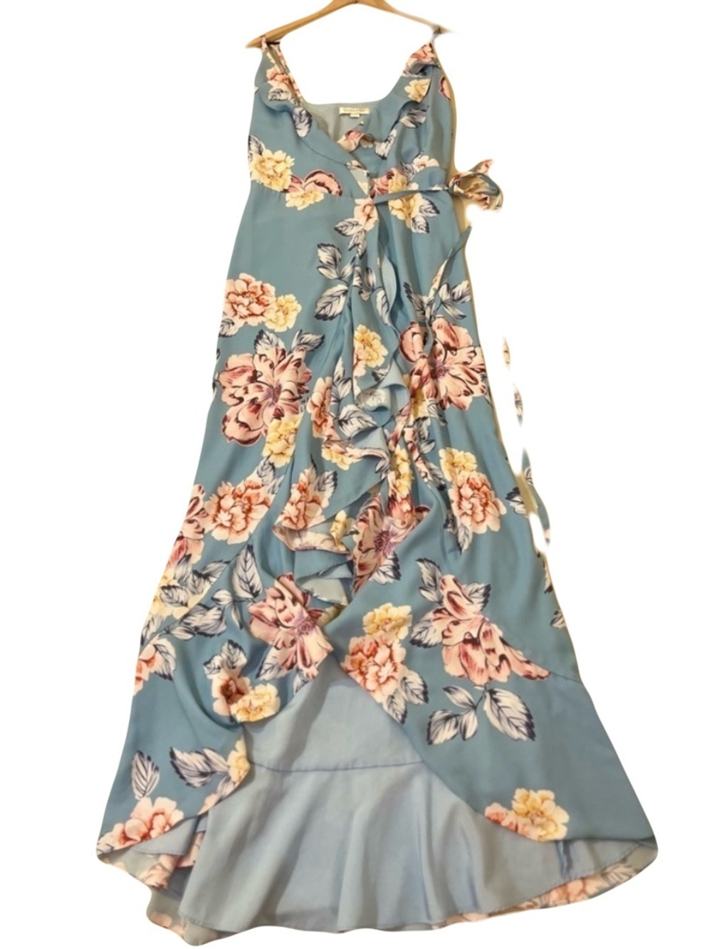 Yumi Kim Dress - Women’s Medium Blue - High Low Maxi Ruffle Spaghetti Strap